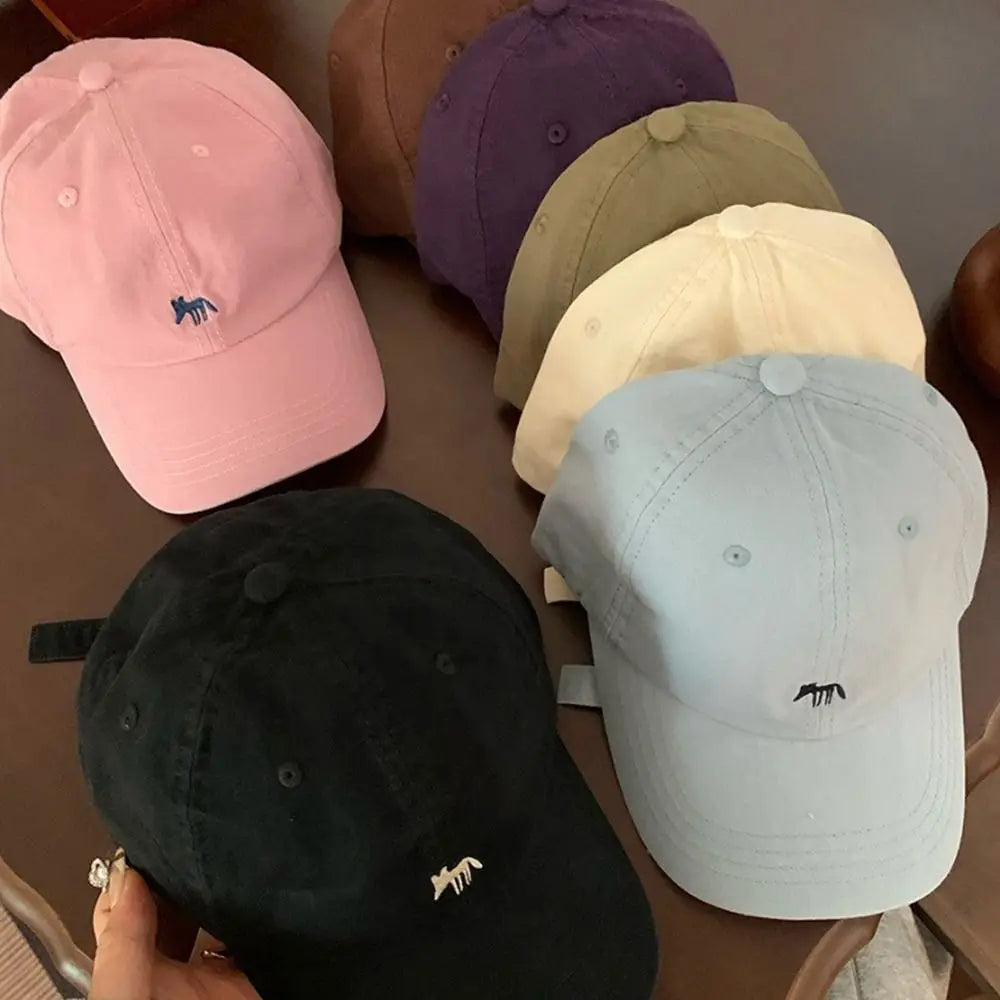 Retro Embroidered Embroidery Baseball Cap Animals Peaked Cap Canvas Baseball Hat Sunscreen Hat Cotton Sun Hat Girl