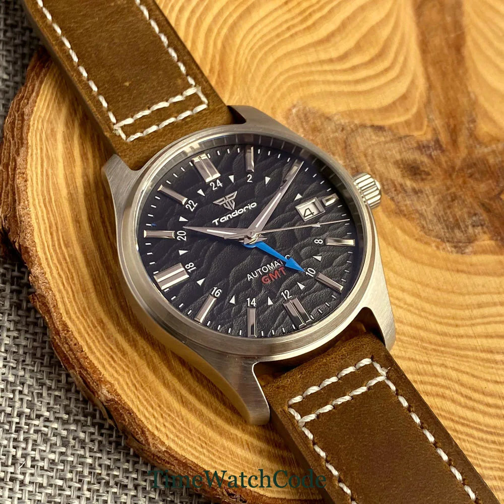 Tandorio  NH34A Automatic Mechanical Watch for Men Diving GMT Movement 200m Waterproof 39mm Sapphire Crystal 316L Bracelet
