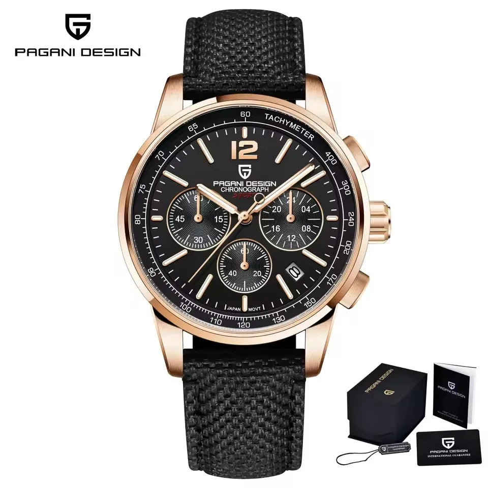 PAGANI DESIGN 2025 New Luxury Fashion Casual Men Quartz Watches VK63 100M Water Resistant Sapphire Glass Stainless Steel Watches