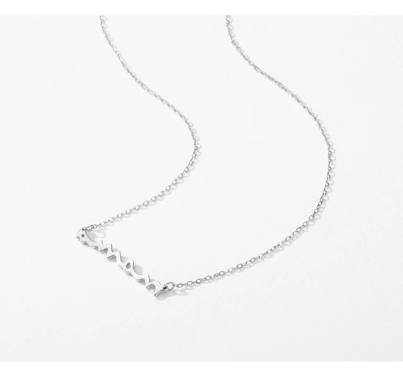 MODIAN Classic Design 925 Sterling Silver Letter Mama Pendant Necklace For Women Mom Mama Mother's Day birthday Christmas Gift