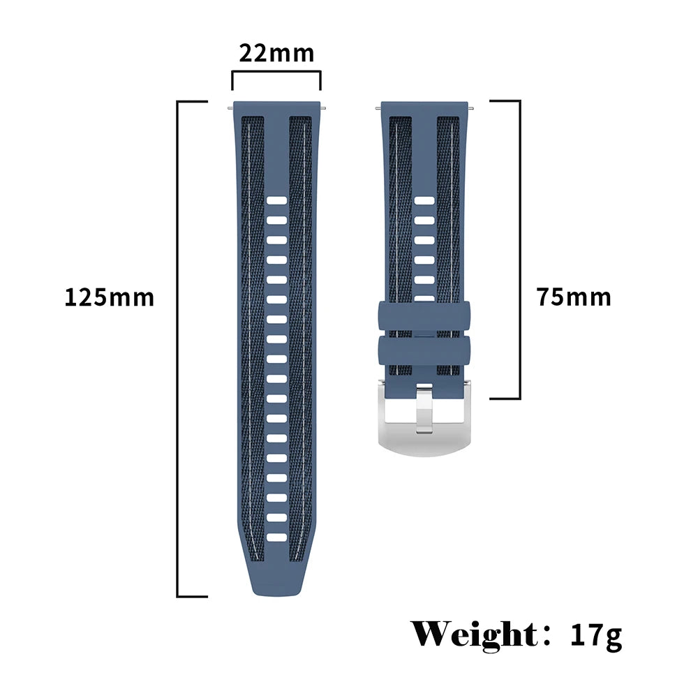 22mm Strap Suitable for Huawei Watch GT6/GT6pro Soft and Durable Silicone Nylon Replacement Wristband for GT5 GT4 46mm
