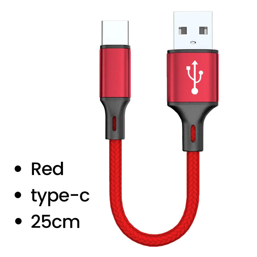 Olaf 25cm USB to Type C/Micro USB Short Charging Cable 3A USB Type C Micro Data Cable for Xiaomi Samsung Android Power Bank Cord
