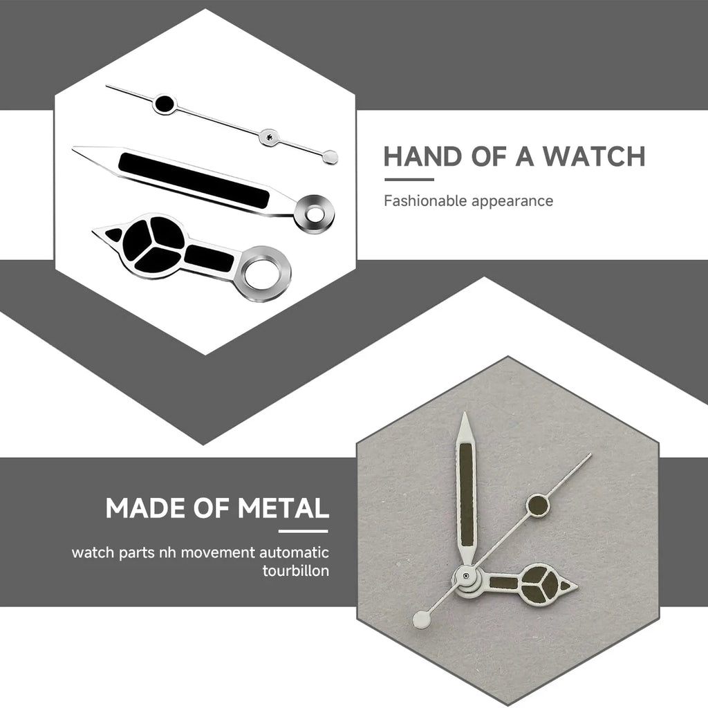 NH35 Hands Watch Accessories Red Orange Blue Black Edge White Three Pin Green Glow Hands Suitable For NH35/36/4R/7S Movements
