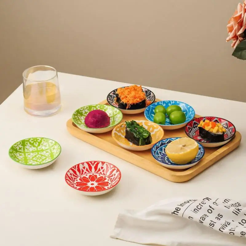 【HGPA】Ceramic Condiment Dishes, Bohemian Style Plates, Sauce Dishes, Suitable For Kitchens, Restaurants, Sushi Shops