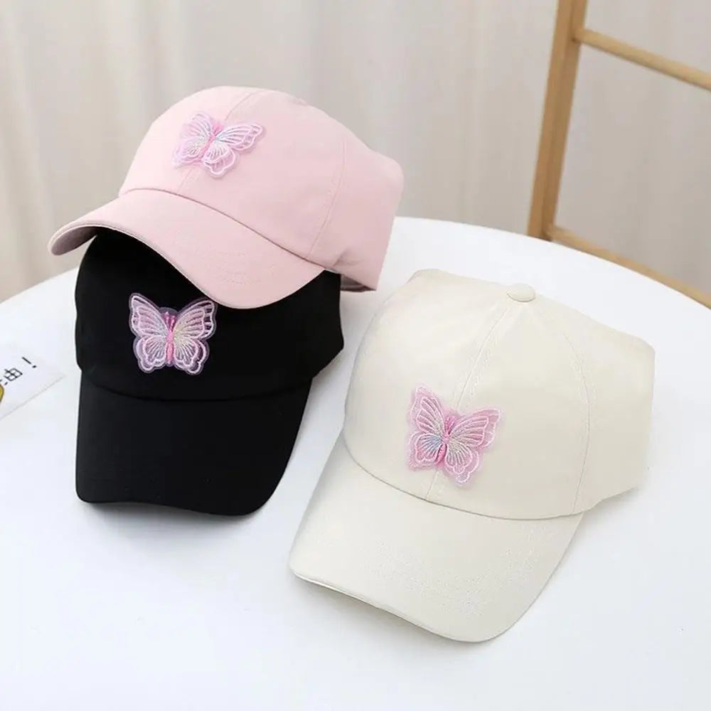 Summer Kids Baseball Caps Sun Protection Hollow High Ponytail Caps for Boys Girls Butterfly Print Outdoor Sunscreen Baseball Cap