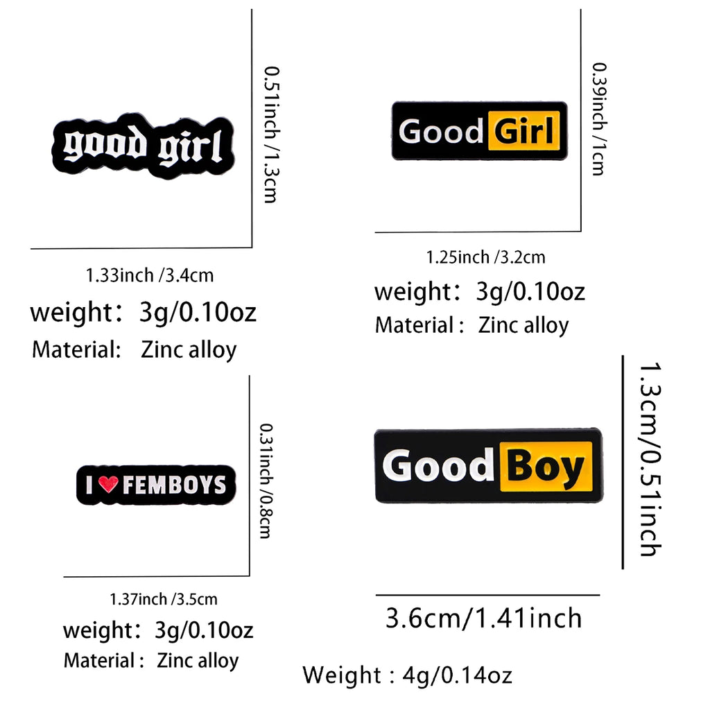 "GOOD BOY" Enamel Pin Cute Cartoon Brooch Pines Lapel Pins Badge on Backpack Clothing Accessories Funny Jewelry Friends Gift