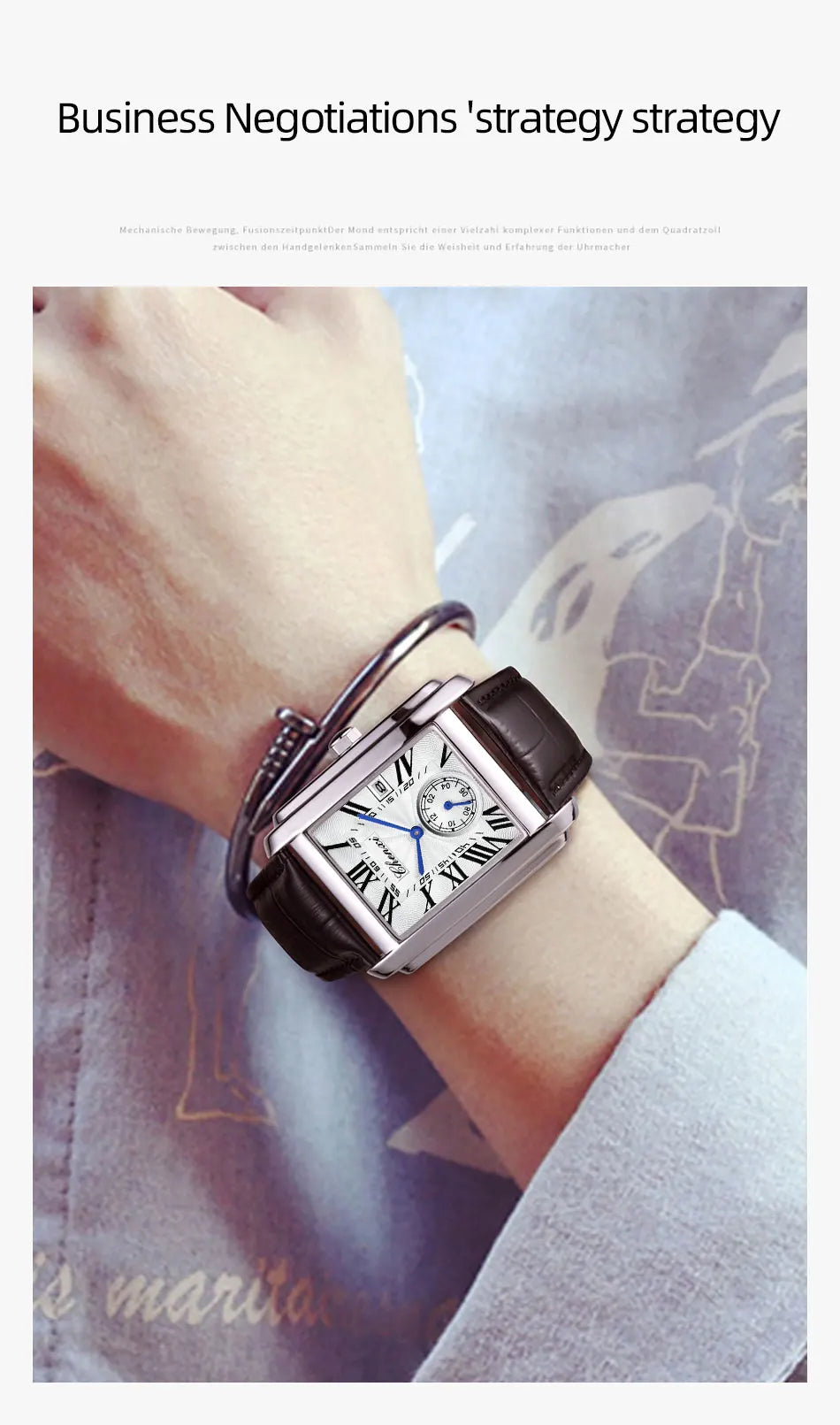 Fashion Business Watches For Men Calendar Display Quartz Watches Waterproof Leather Band Men's Wristwatch