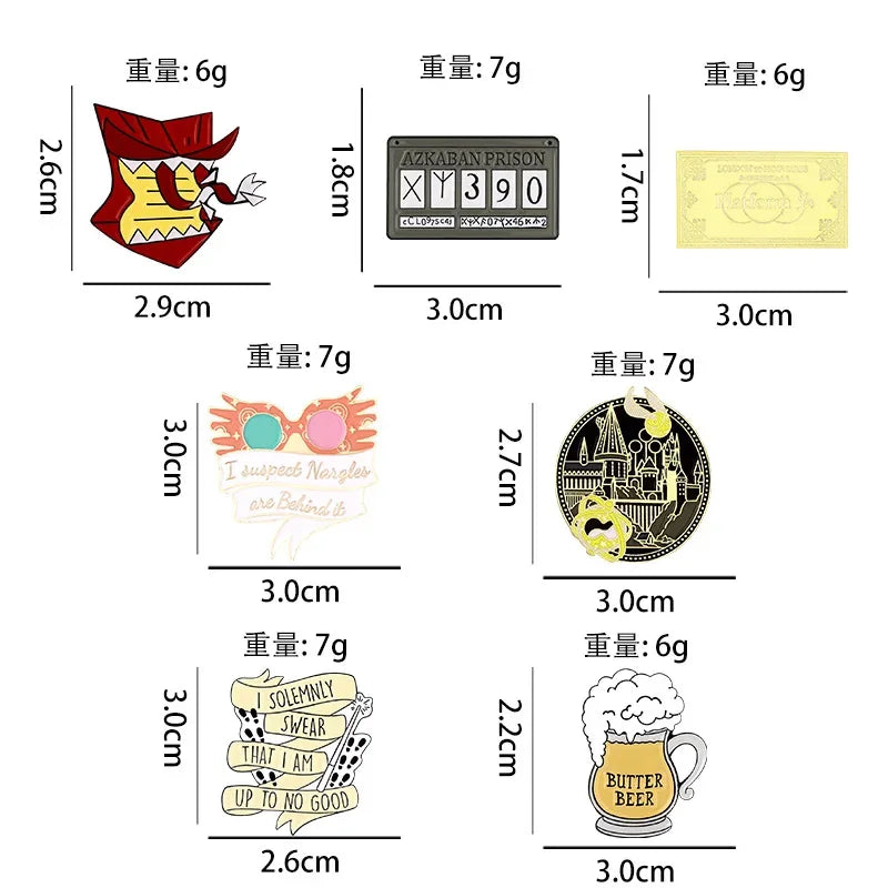 Classics Magic World Enamel Pins Train Tickets Sunglasses Howler Beer Brooches Witch Wizard Lapel Badges Jewelry Gift For Friend