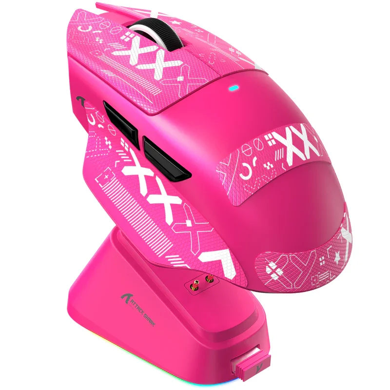 V6 ATTACK SHARK 25000DPI Wireless Mouse,Bluetooth Tri-Mode Connection,Touch Magnetic Charging Base , Macro Gaming Mouse