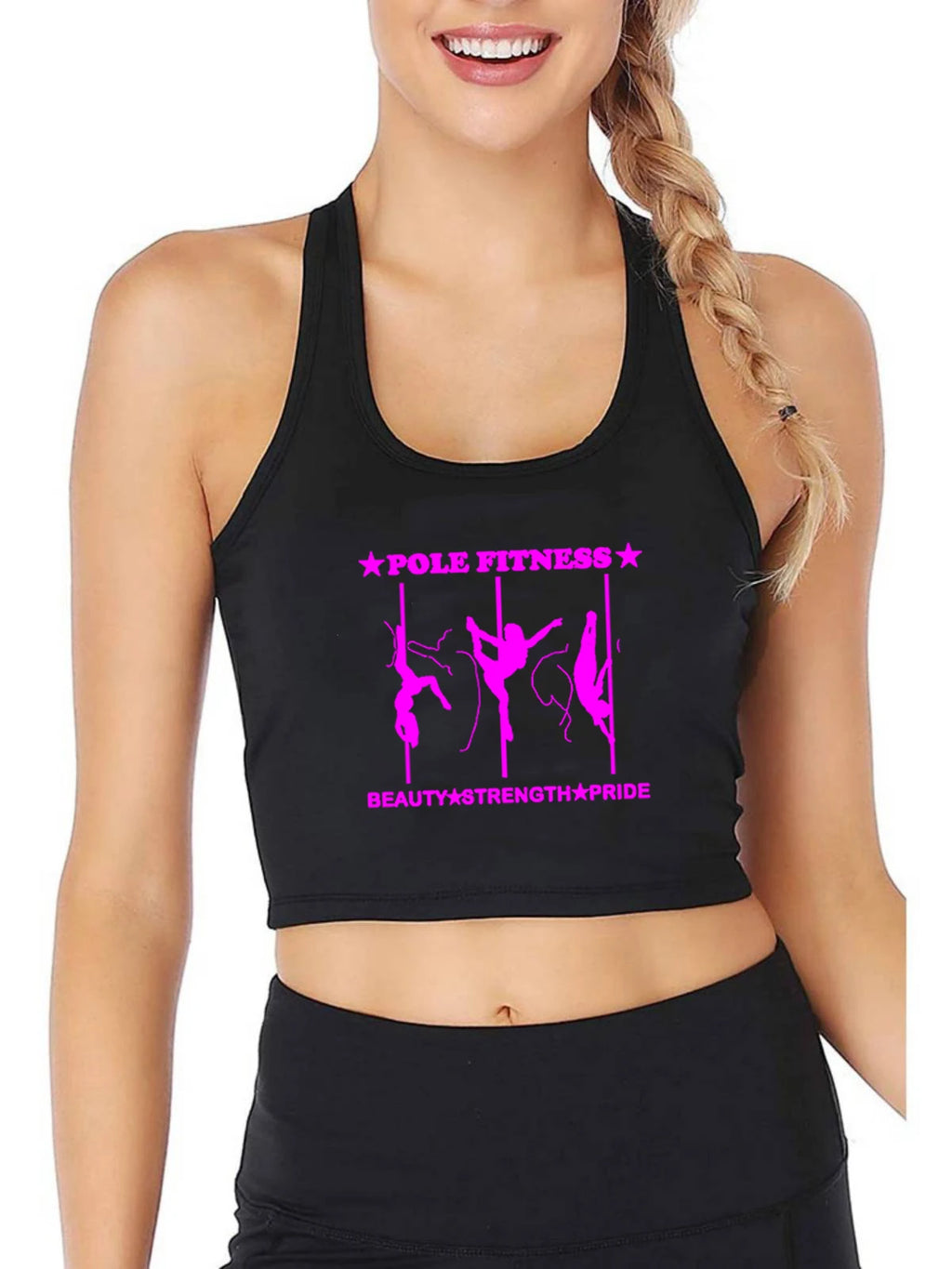 Beauty Strength Pride Design Pole Dancing Training Crop Top Pole Dancer Fitness Workout Sexy Tank Top Girl's Gym Cotton Camisole