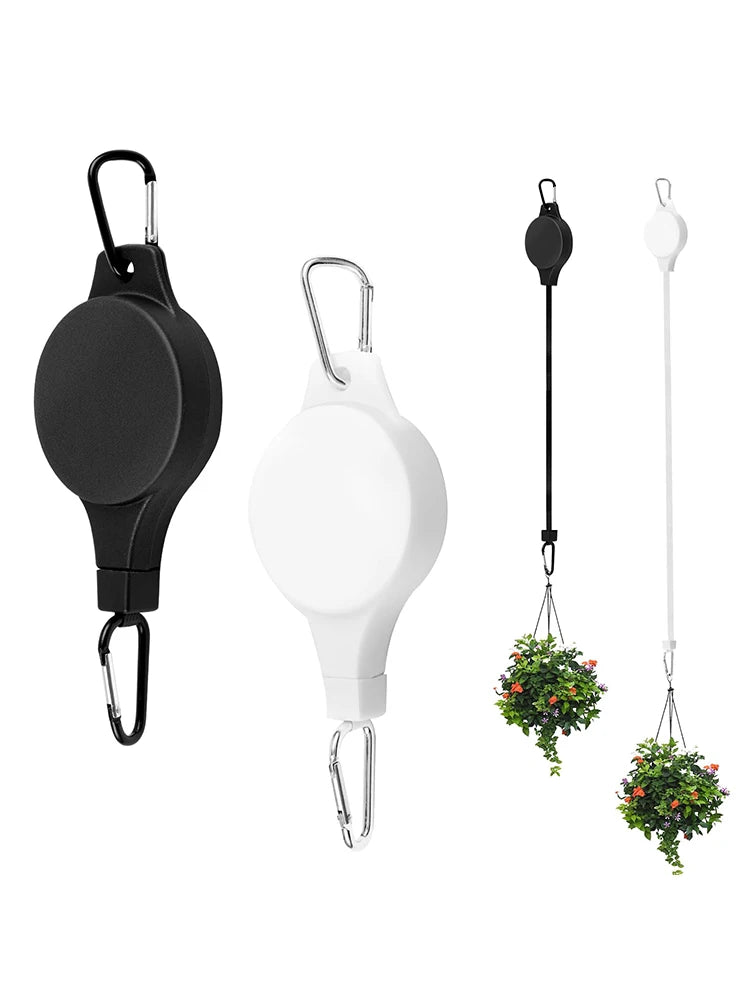 Retractable Plant Pulley Adjustable Hanging Flower Basket Hooks for Hanging Plants Heavy Duty, Indoor Outdoor Plant Hanger