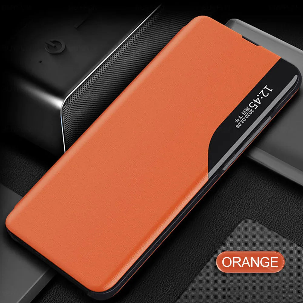 Window Magnetic Flip Phone Case For Samsung Galaxy S25 S24 S23 FE Ultra Plus + Book Leather Cover Holder Anti-fall Funda Coque