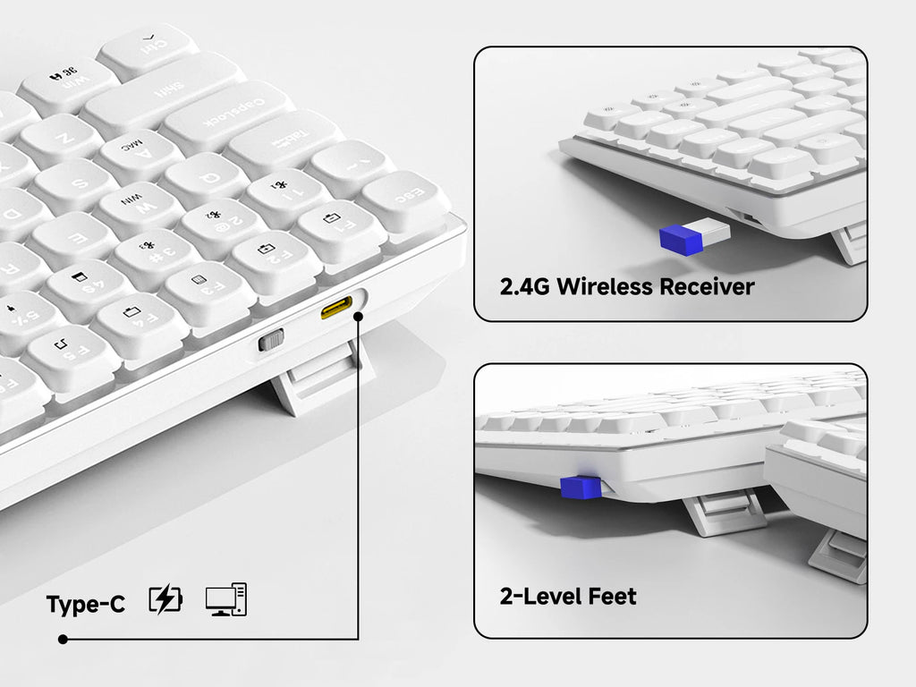 EWEADN MK84 Low-Profile Mechanical Gaming Keyboard, Wireless Bluetooth Tri-mode, Portable, Stylish Design for Gaming & Office
