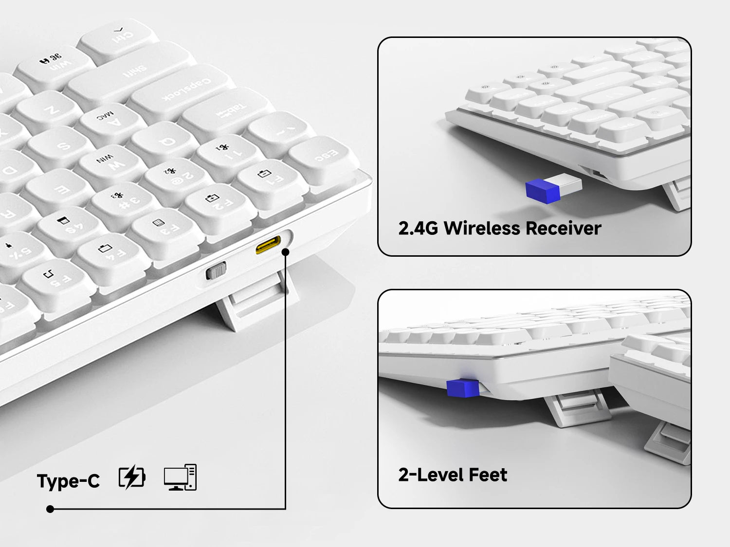 EWEADN MK84 Low-Profile Mechanical Gaming Keyboard, Wireless Bluetooth Tri-mode, Portable, Stylish Design for Gaming & Office