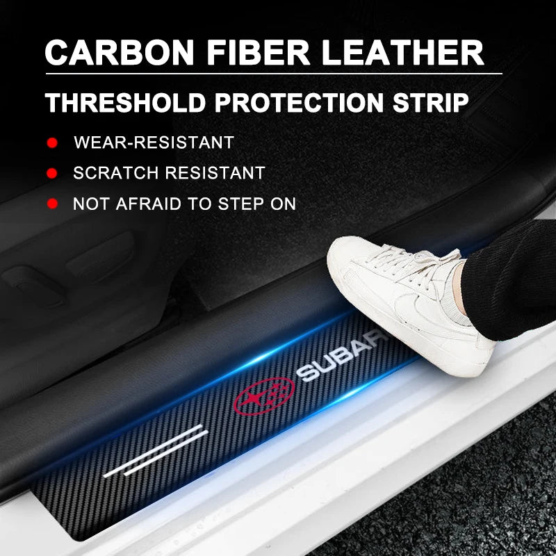 Car Door Threshold Scuff Plate Carbon Fiber Decals Stickers For Subaru Impreza Forester Outback Legacy Crosstrek XV Leone WRX
