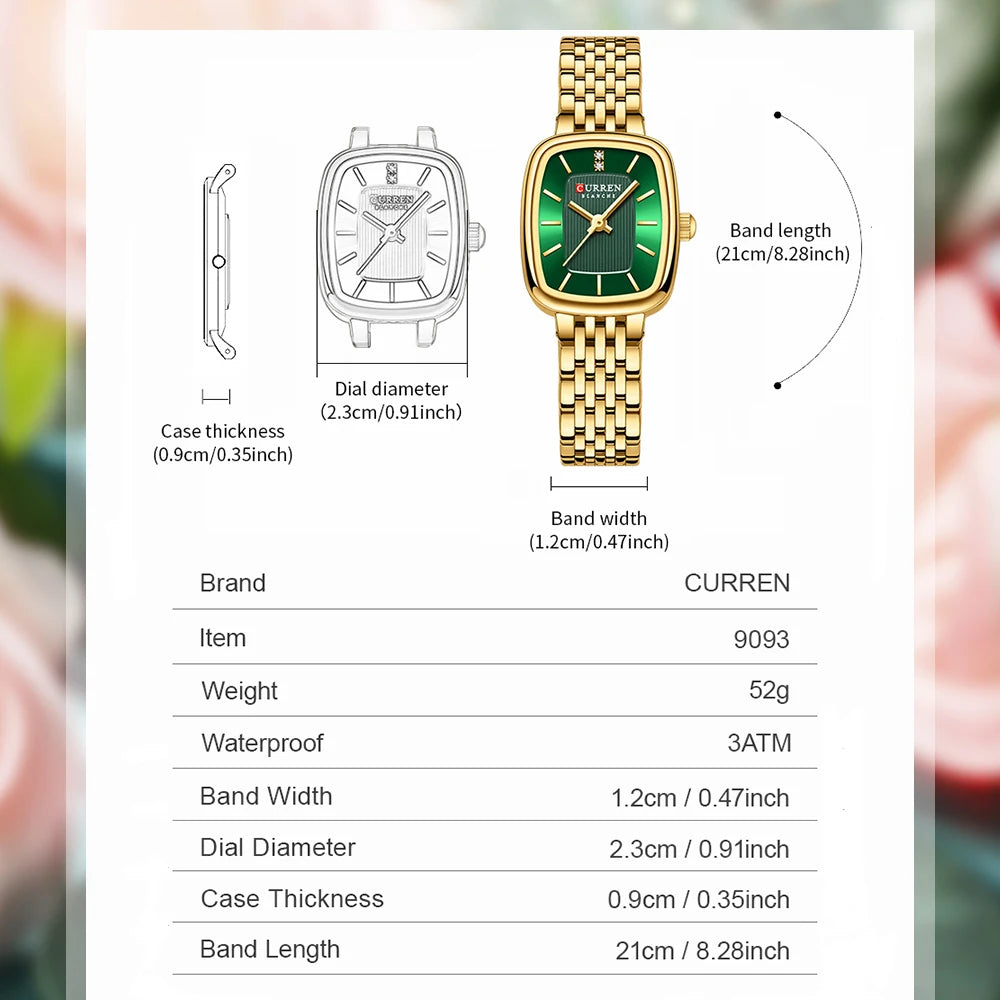 CURREN Fashion Dress Watches for Ladies Simple Quartz Stainless Steel Bracelet Wristwatch
