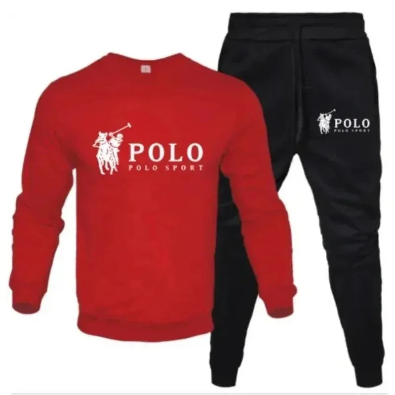 Men's autumn and winter sets of round-neck sweatshirts and jogging pants, autumn and winter fashion, outdoor fitness and casual