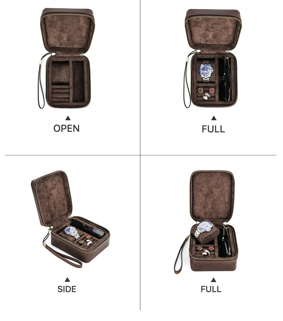 Genuine Leather Jewelry Storage Box Organizer for Watch Sunglasses Cufflink Earrings Ring Display Jewelry Case