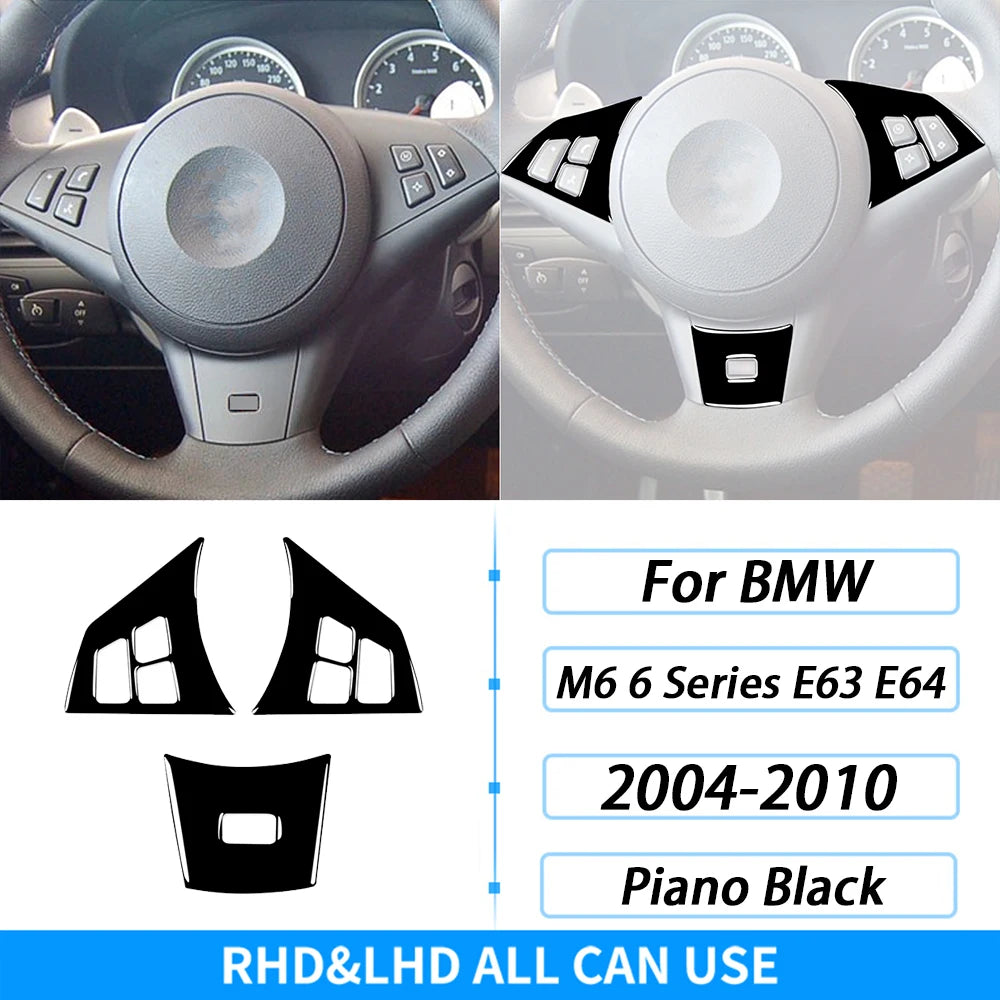 For BMW M6 6 Series E63 E64 2004-2010 Piano Black Gear Shift Air Outlet Window Lift Panel Set Car Interior Accessories Sticker