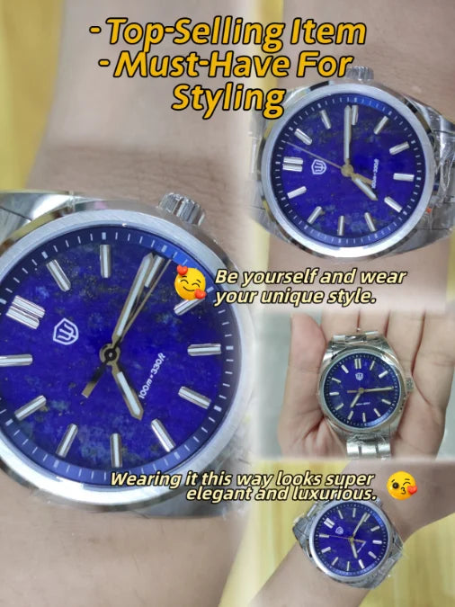 Watchdives New WD0003B ‌Aventurine Dial Watch VH31 Sweep Movement Sapphire Crystal Luminous 100m Waterproof 36mm Vintage Watche