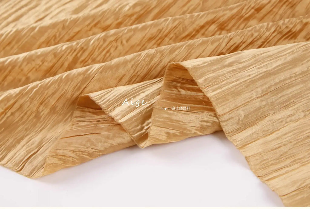 Irregular Pleated Fabric Glossy By Meters for Dress Skirt Shirt Windbreaker Diy Sewing Designer Cloth Soft Comfortable Plain Red