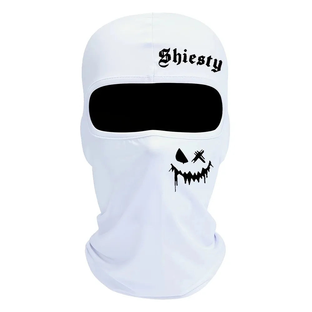 1pc/2pcs Smiling face print Balaclava face mask, summer cool neck cover, motorcycle skiing scarf, unisex