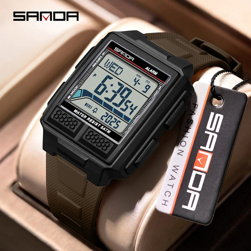 SANDA 2212 Fashion Electronic Watch Alarm Clock Luminous Calendar Water Resistant Shockproof Sports Digital Watches for Man