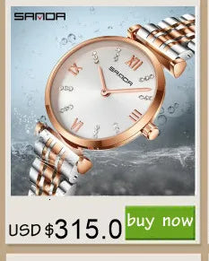 SANDA 1134 Women's Square Quartz Watch Black Fashion Crystal Waterproof Date Pointer Wristwatches for Ladies Watches Gift