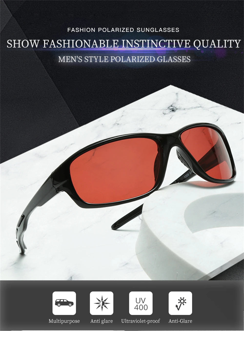 VIVIBEE Red Fishing Sunglasses Polarized Men UV400 Ourdoor Anti Glare Goggles Women Easy Float Eyeglasses