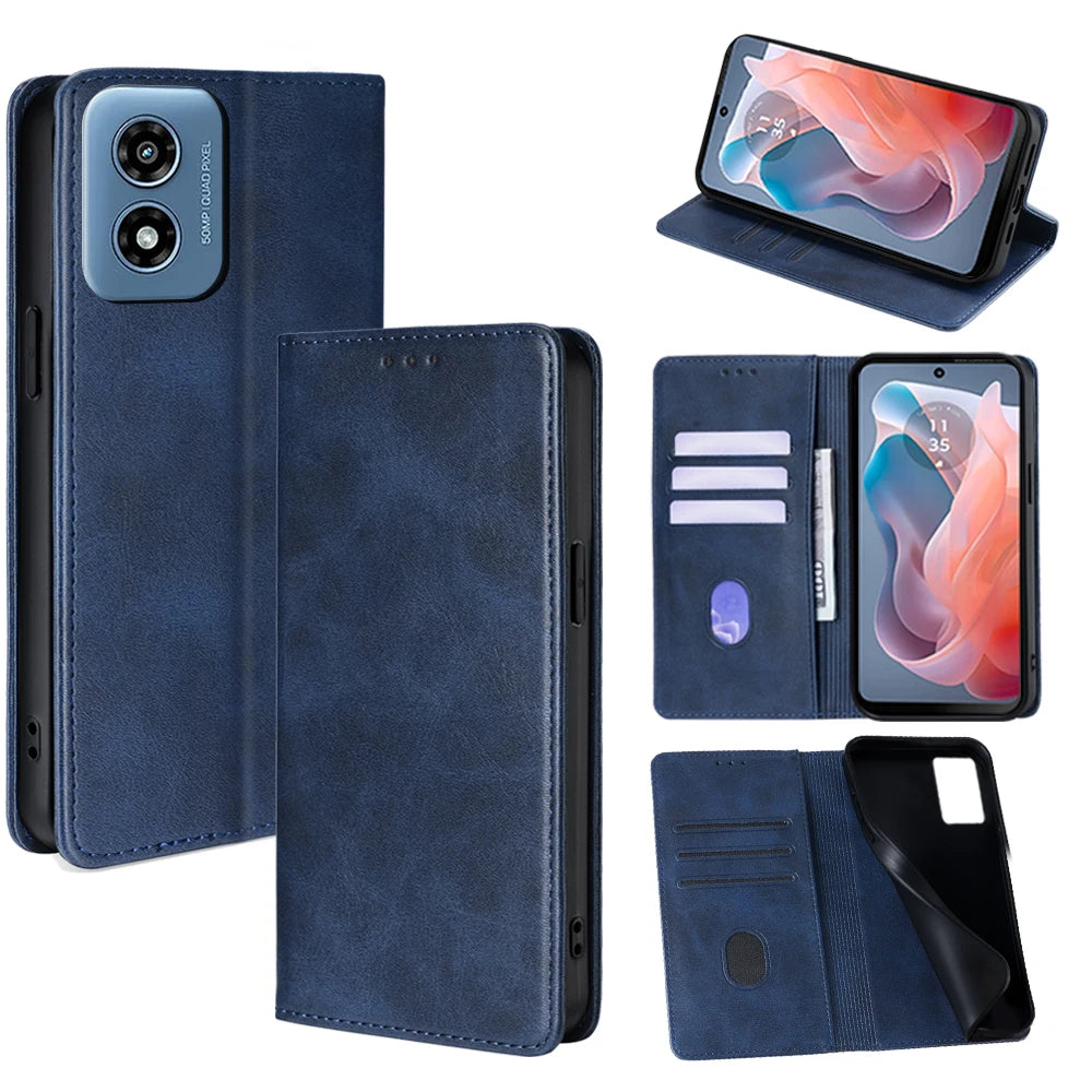 Wallet With Card Slots Holder Magnetic Flip Leather Book Case for Motorola E14 G64 G64Y G85 G54 Moto G Power G Play G 5G 2024