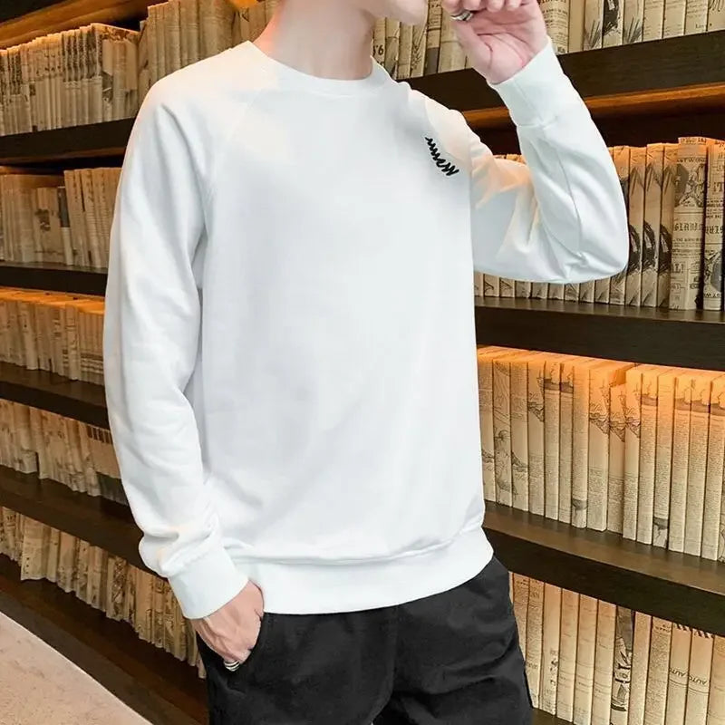 T Shirts for Men Plain Smooth Pullover Unicolor Tops Round Neck Male Clothes Polyester Fashion Trends 2025 Japan Y2k Sweatshirts