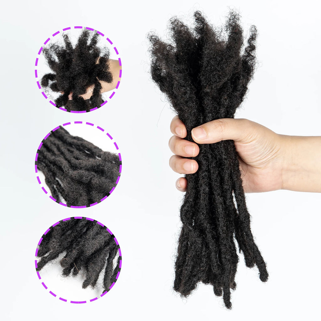 Loc Extension Human Hair 0.6cm Width 8inch 50 Strands Handmade Dreadlock Inter Extension Human Hair for Women/Men/Kids