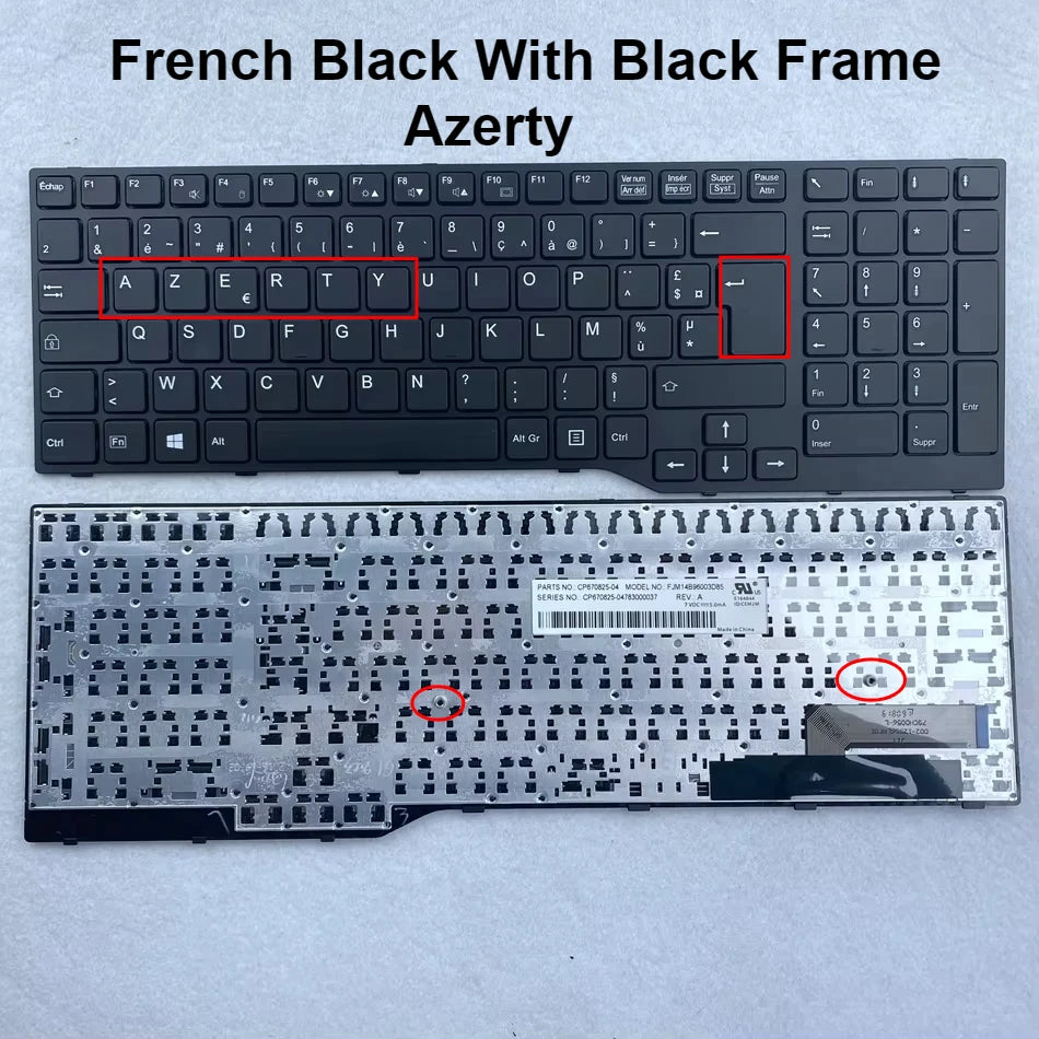 French Azerty Keyboard For Fujistu E754 Lifebook E753 E756 E557 E554 E556 CELSIUS H730 H760 H77 Series Fr Layout