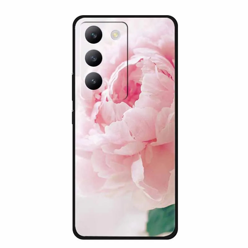 For vivo V40 SE Case Luxury TPU Soft Silicone Phone Back Cover for vivo V40 SE 5G Protective Shockproof Flowers Girl Cute Coque