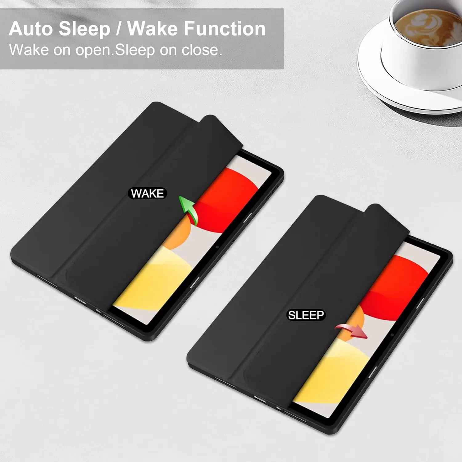 Tri-Folding Flip Tablet Cover For Xiaomi Redmi Pad SE 11 inch 2023 Acylic Transparent Back Case Pencil Holder Auto Sleep/Wake