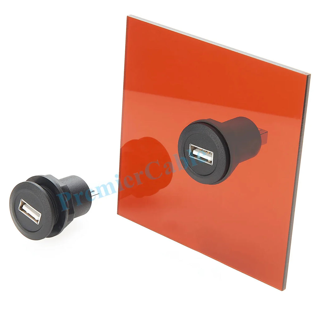 USB 2.0 A Female to Female Connector Round Flush Panel Mount 480Mbps USB Type A Bulkhead Feedthrough Adapter Socket Extender