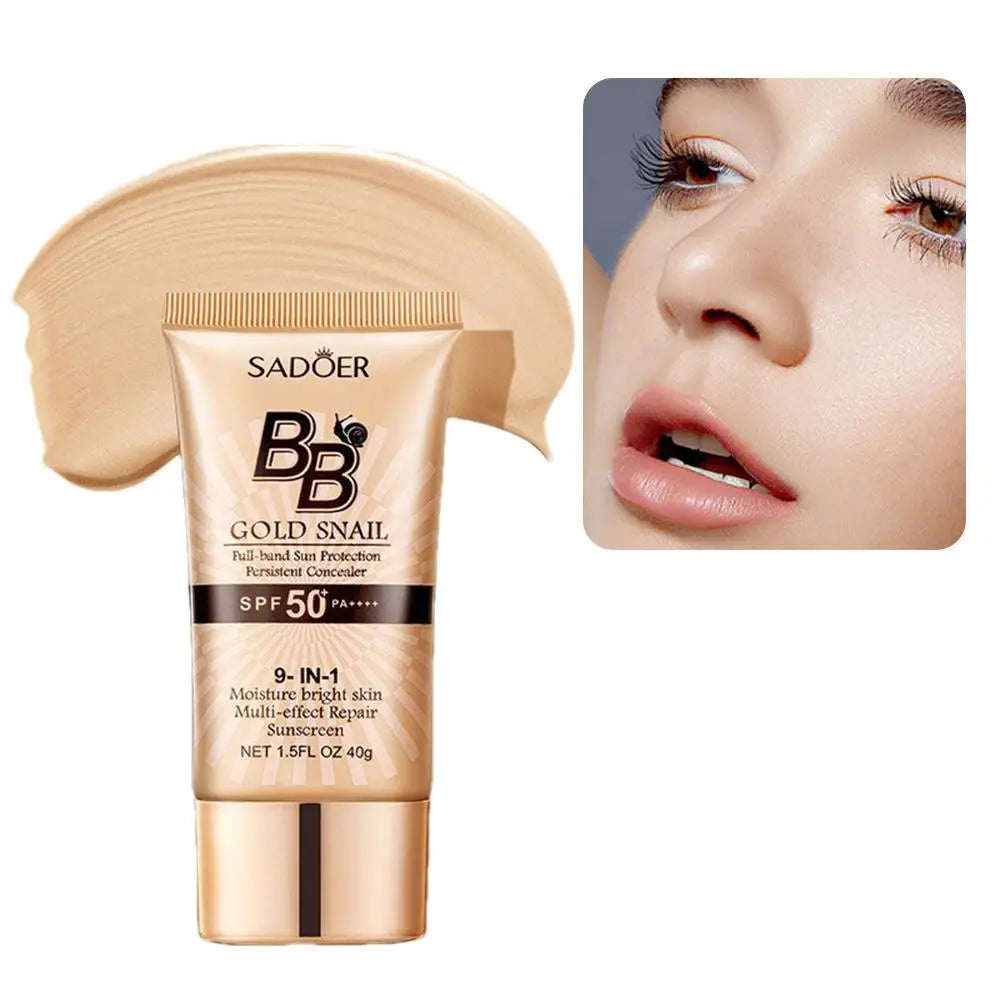 SADOER Gold Snail BB Cream Sunscreen Concealer Foundation Moisturizing Cream Daily Skin Care Sun Protection Isolation 40g 2026