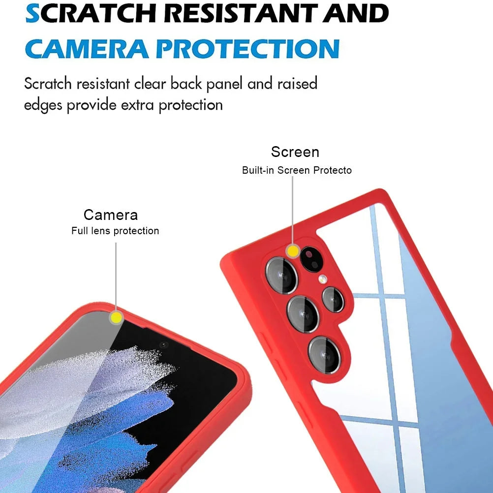 360 Clear Phone Case for Samsung Galaxy S24 S22 S25 Ultra Plus S23 FE A05S A54 A16 A06 A36 A56 A26 creen Full Protection Cover