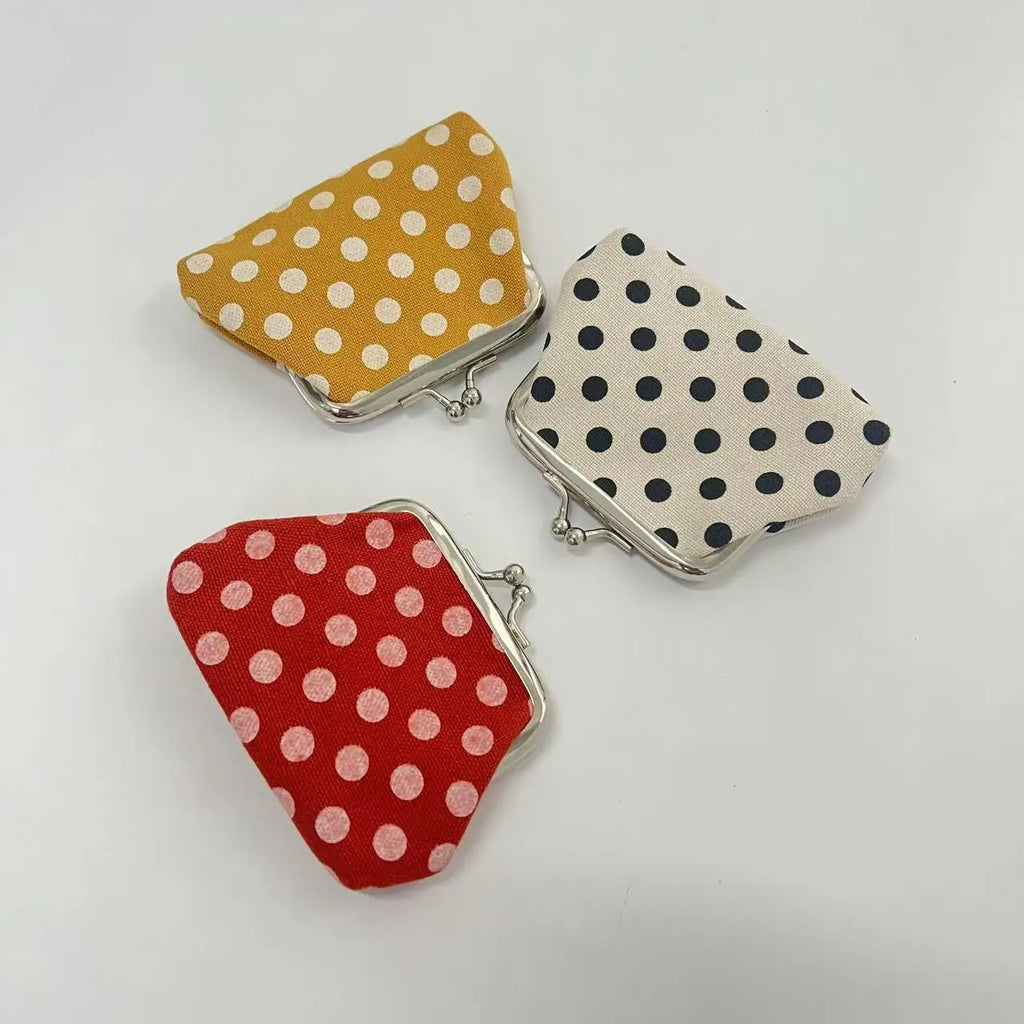 1pc Women's Polka Dot Coin Purse with Lock Closure,(Black/White, Red/White, Yellow/White),Lipstick Storage,Fashionable Accessory