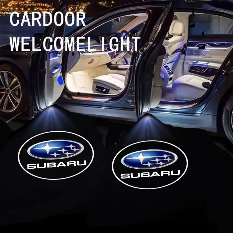 LED Car Door Welcome Light Decoration Light Car Badge logo For Subaru Legacy LEVORG WRX Outback XV Forester Ascent Exiga Tribeca