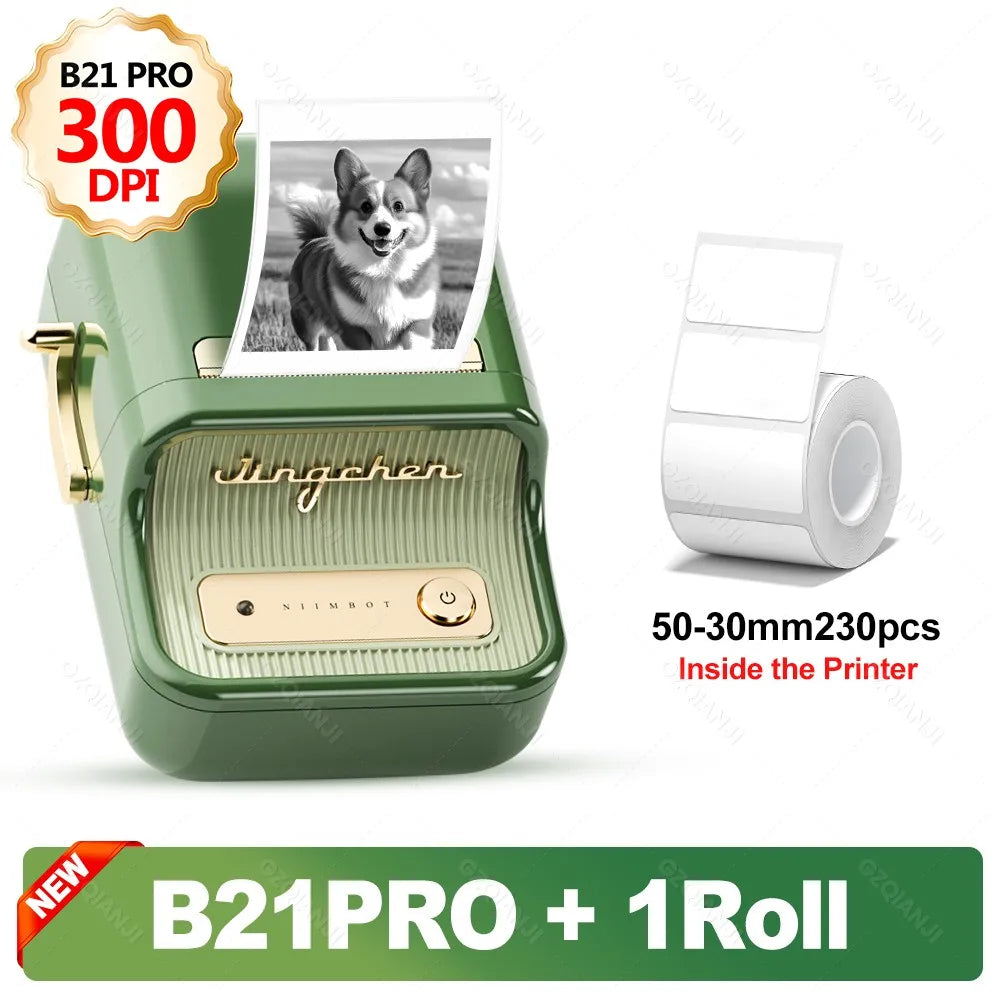 B21PRO 300dpi New NiiMbot B21 Mini Thermal Printer Wireless Barcode Label Maker Bluetooth Portable Adhesive for Office Home Use