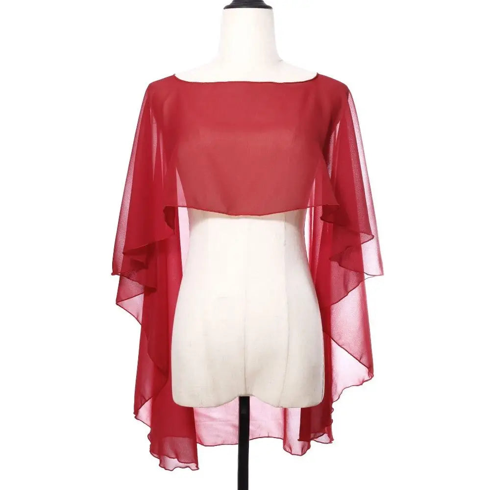 New Fashion Soft Wedding Capes Long Solid Color Chiffon Shrug Sunscreen Wraps Womens Ladies