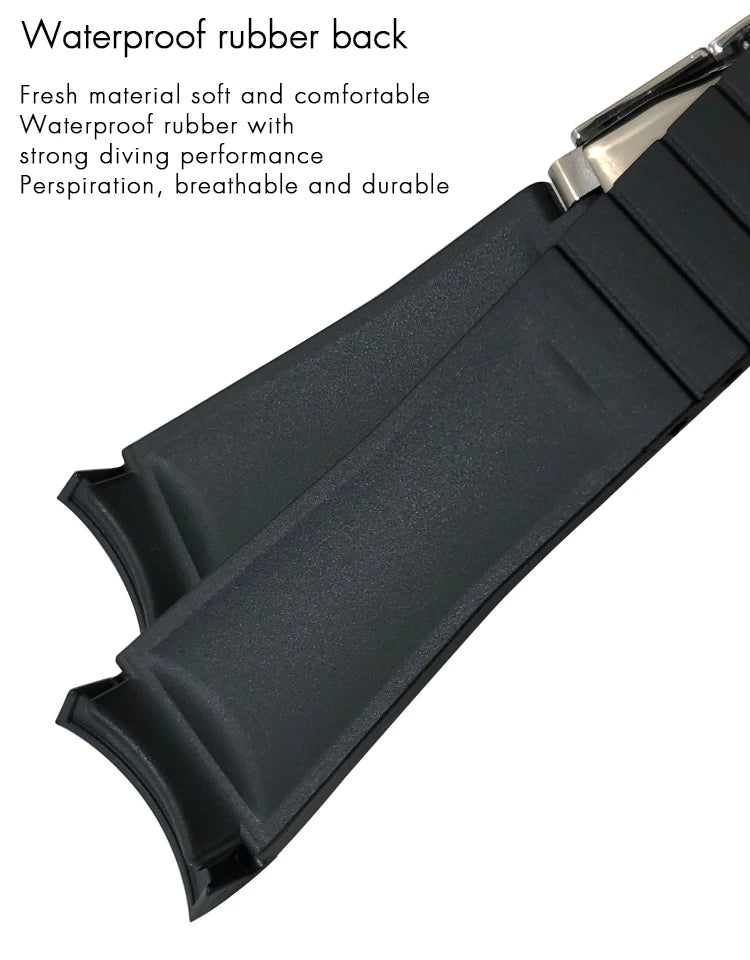 18mm 19mm 21mm 22mm Curved End Rubber Silicone Watchband for Rolex Submariner 20mm GMT Yacht-Master Daytona Deepsea Soft Strap