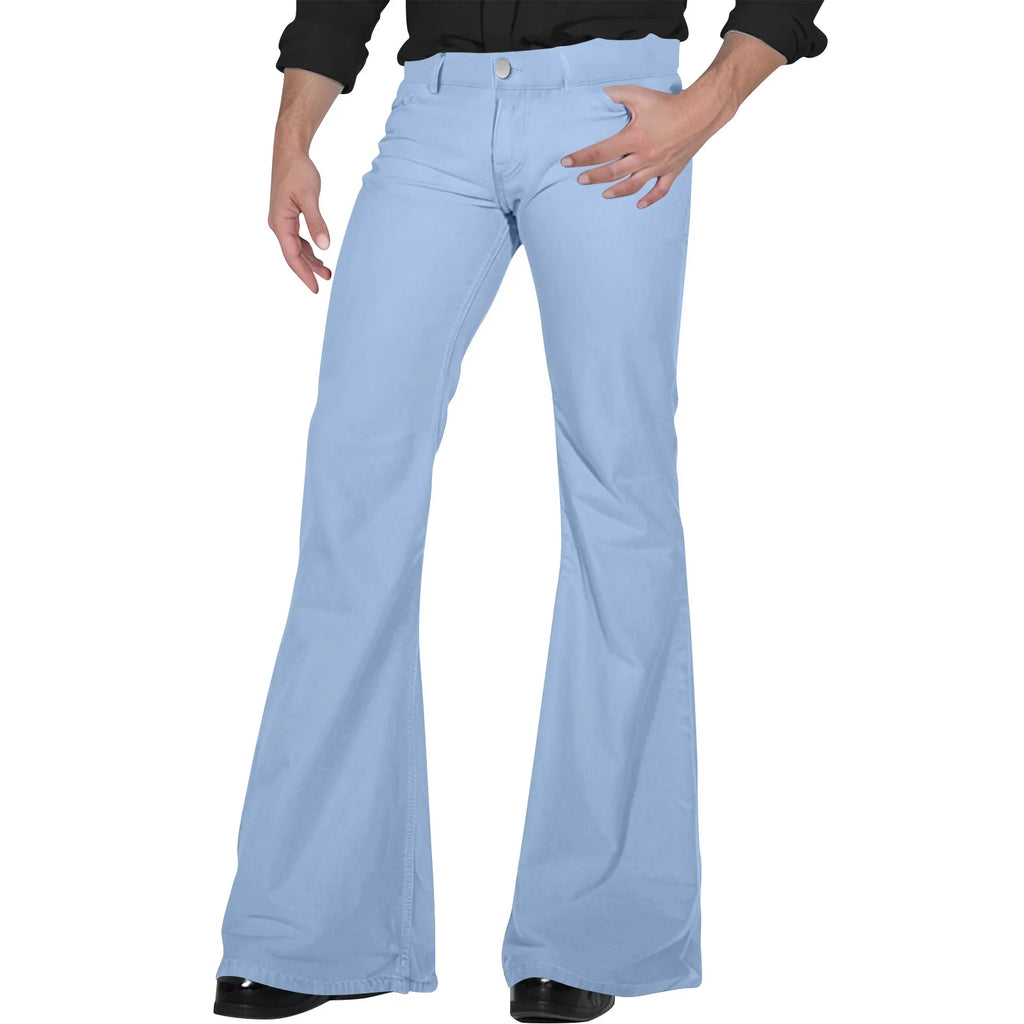 Men's fashion Retro Disco Flared Pants Loose Stretch Vintage Trousers Fit Flared Comfortable Retro Stretch Twill Men's Trousers