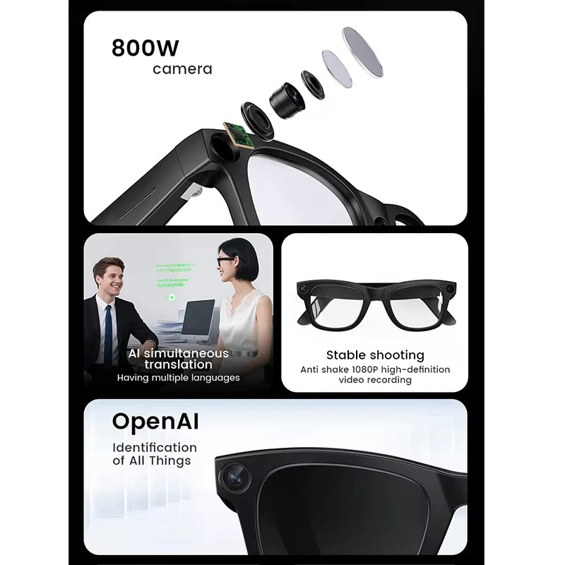 2026 AI Smart Glasses: AI Voice Translation, Video, Bluetooth Call, Music Touch Photochromic Lenses Hands-free, Universal Gift