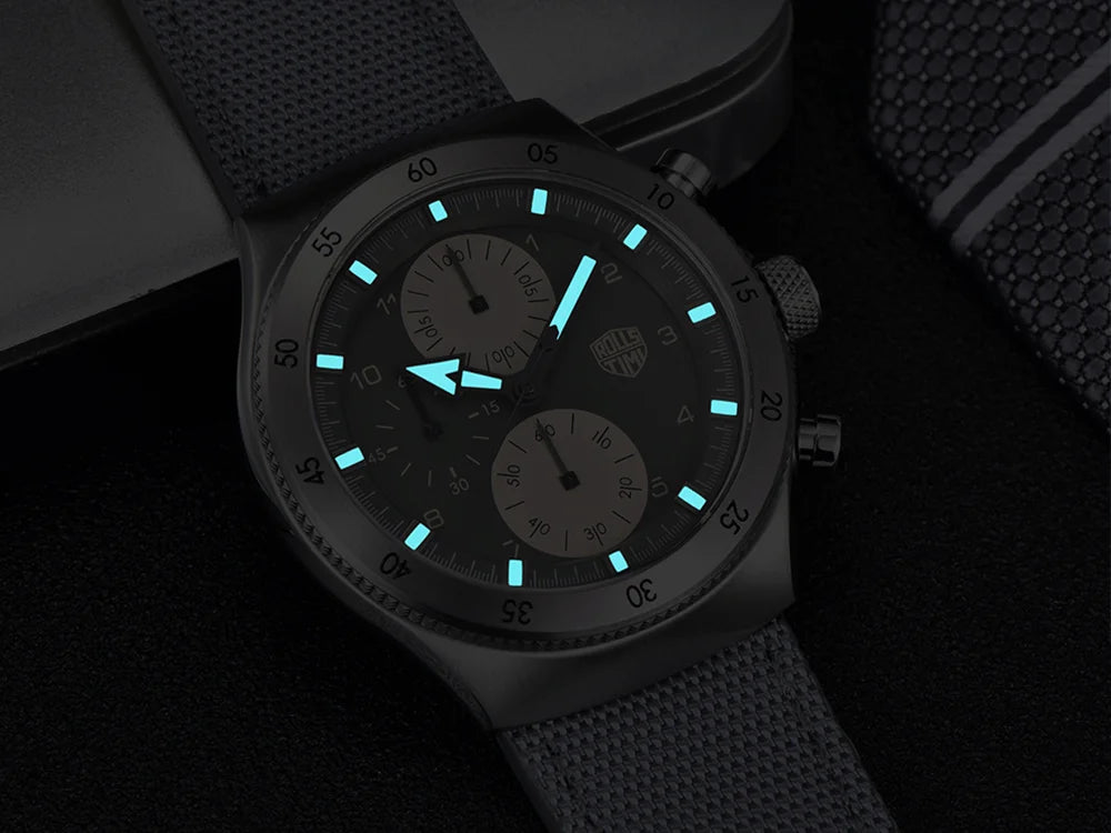 2026 RollsTimi new men's watch luxury men's quartz watch waterproof high-end men's sports chronograph VD55 stainless steel watch