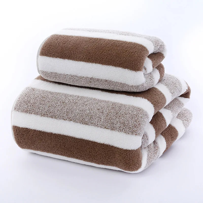 1 pcs Striped Face Towel 35x75cm For Bathroom Or Soft And Absorbent Quick-Drying Experience Microfiber Bath Towel 70x140cm