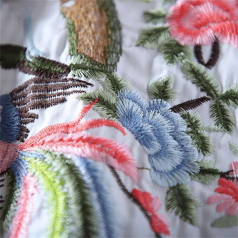 Literature Art Blouse For Women Shirt China Blusas Chic Embroidery Flower Blouses Loose Shirt Medium Length Vintage shirt Top