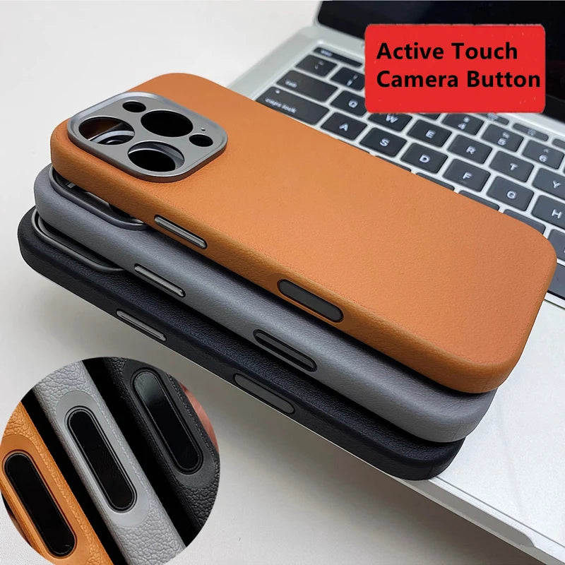 Magnetic Alloy Lens Wireless Charging Shockproof Case For iPhone 17 17Pro Max 16 Pro Active Touch Camera Button Hard PC Cover