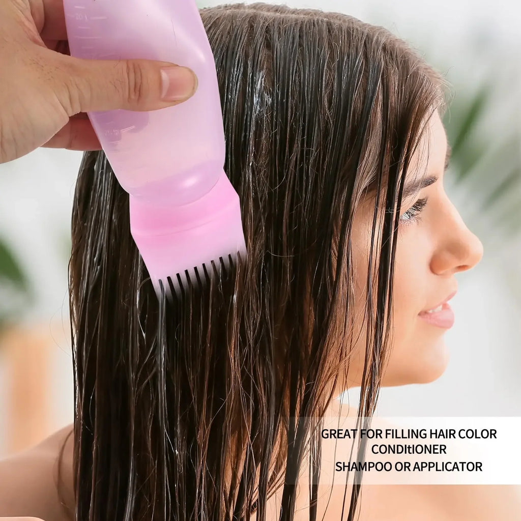 Hair Dye Refillable Bottle Comb Professional Salon Hair Oil Applicator Bottles Plastic Dispensing Hairdressing Styling Tools
